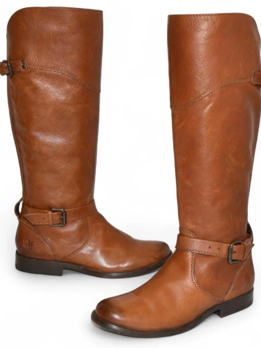 Frye Phillip Whiskey Cognac Leather Riding Tall Knee High Boots 7.5 Women
